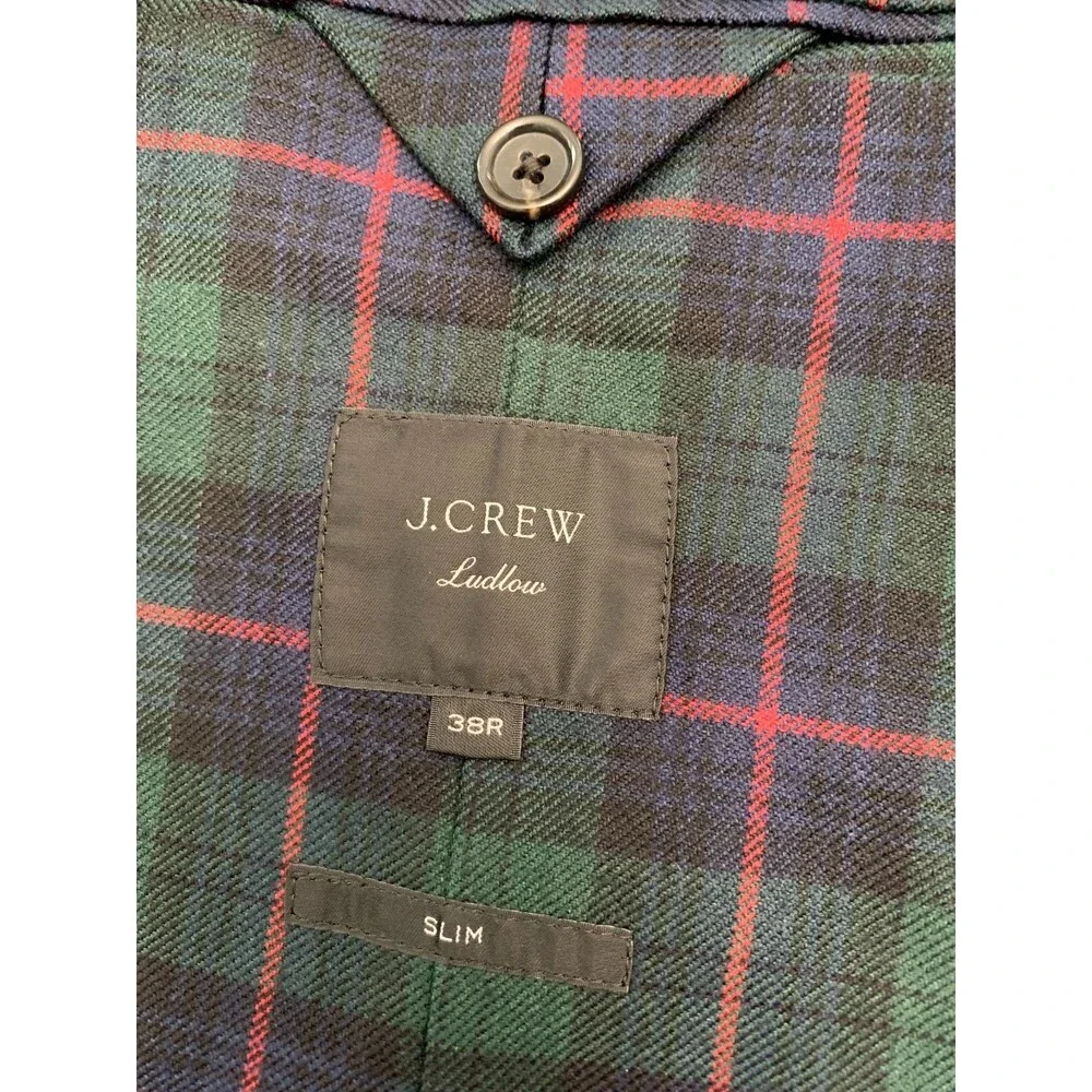 J Crew Blazer Mens 38R Tartan Plaid Moon Ludlow Slim-Fit Preppy Jacket Sportcoat